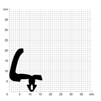 Zeichnung des Dichtungsprofils der Mitteldichtung MI080 für Fenster.