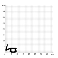 Maßstabgetreuer Profilquerschnitt der Lippendichtung LP399 auf Millimeterpapier.