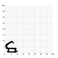 Maßstabgetreuer Profilquerschnitt der Lippendichtung LP403 auf Millimeterpapier.