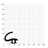 Maßstabgetreuer Profilquerschnitt der Lippendichtung LP408 auf Millimeterpapier.