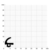 Maßstabgetreuer Profilquerschnitt der Lippendichtung LP420 auf Millimeterpapier.
