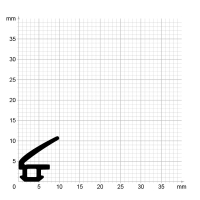 Maßstabgetreuer Profilquerschnitt der Lippendichtung LP421 auf Millimeterpapier.