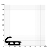 Maßstabgetreuer Profilquerschnitt der Lippendichtung LP423 auf Millimeterpapier.