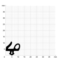 Maßstabgetreuer Profilquerschnitt der Lippendichtung LP425 auf Millimeterpapier.
