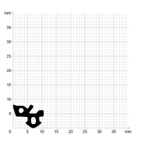 Maßstabgetreuer Profilquerschnitt der Lippendichtung LP428 auf Millimeterpapier.