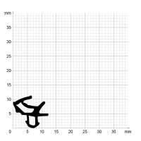 Maßstabgetreuer Profilquerschnitt der Lippendichtung LP430 auf Millimeterpapier.
