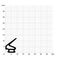 Maßstabgetreuer Profilquerschnitt der Lippendichtung LP434 auf Millimeterpapier.