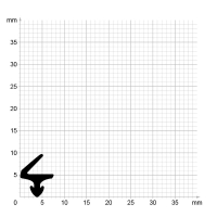 Maßstabgetreuer Profilquerschnitt der Lippendichtung LP437 auf Millimeterpapier.
