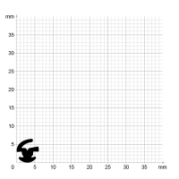 Maßstabgetreuer Profilquerschnitt der Lippendichtung LP438 auf Millimeterpapier.