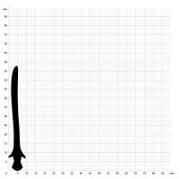 Maßstabgetreuer Profilquerschnitt der Lippendichtung LP448 auf Millimeterpapier.