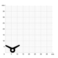 Maßstabgetreuer Profilquerschnitt der Lippendichtung LP451 auf Millimeterpapier.