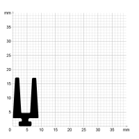 Maßstabgetreuer Profilquerschnitt der Lippendichtung LP454 auf Millimeterpapier.