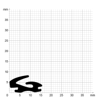 Maßstabgetreuer Profilquerschnitt der Lippendichtung LP455 auf Millimeterpapier.