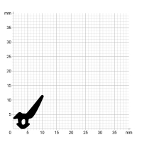 Maßstabgetreuer Profilquerschnitt der Lippendichtung LP471 auf Millimeterpapier.