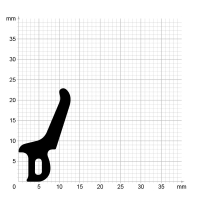 Maßstabgetreuer Profilquerschnitt der Lippendichtung LP458 auf Millimeterpapier.