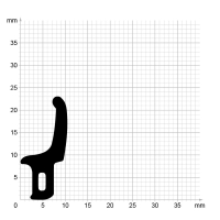 Maßstabgetreuer Profilquerschnitt der Lippendichtung LP459 auf Millimeterpapier.