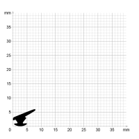 Maßstabgetreuer Profilquerschnitt der Lippendichtung LP464 auf Millimeterpapier.