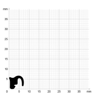 Maßstabgetreuer Profilquerschnitt der Lippendichtung LP465 auf Millimeterpapier.