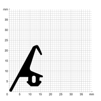 Zeichnung des Dichtungsprofils der Mitteldichtung MI174 für Fenster.