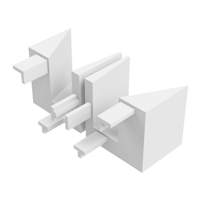 Abbildung des linken und rechten Einlauftrichter in den Maßen 45 x 40 mm, in der Farbe weiß.