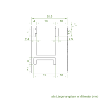 Technische Zeichnung des Einlauftrichters mit den Maßen 45 x 40 mm.