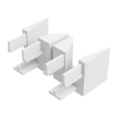 Abbildung des linken und rechten Einlauftrichter in den Maßen 45 x 40 mm, in der Farbe weiß.