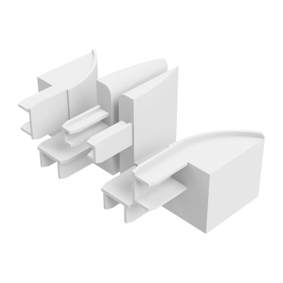 Abbildung des linken und rechten Einlauftrichter in den Maßen 45 x 40 mm, in der Farbe weiß.
