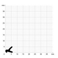 Maßstabgetreuer Profilquerschnitt der Lippendichtung LP468 auf Millimeterpapier.