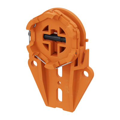 Elero Ausrastbares Universal Motorlager aus Kunststoff in orange.