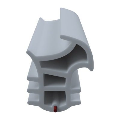 3D Modell der Stahlzargendichtung SZ309 in grau für senkrechte Nuten zum Tüblatt mit integriertem Antidehnungsfaden.