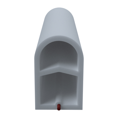 3D Modell der Stahlzargendichtung SZ310 in grau für senkrechte Nuten zum Tüblatt mit integriertem Antidehnungsfaden.