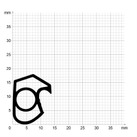 Maßstabgetreuer Profilquerschnitt der Stahlzargendichtung SZ313 auf Millimeterpapier.