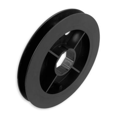 Mini-Gurtsscheibe in schwarz aus Kunststoff mit 170 mm Durchmesser.