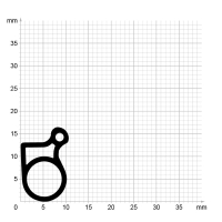 Maßstabgetreuer Profilquerschnitt der Stahlzargendichtung SZ323 auf Millimeterpapier.