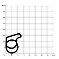 Maßstabgetreuer Profilquerschnitt der Stahlzargendichtung SZ325 auf Millimeterpapier.