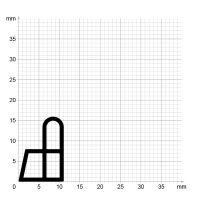 Maßstabgetreuer Profilquerschnitt der Stahlzargendichtung SZ327 auf Millimeterpapier.