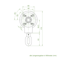Geiger Markisengetriebe MKG 001 | 3:1 | blank | 13 mm Innenvierkant | Zinköse | mit Endanschlag