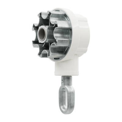 Markisengetriebe von Geiger in weiß mit Zinköse, für 78 mm Nutrohr