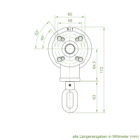 Geiger Markisengetriebe MKG 006 | 3:1 | lichtgrau | für 78 (85) mm Nutrohr | Zinköse | mit Endanschlag