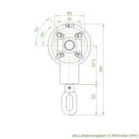 Geiger Markisengetriebe MKG 011 | 7,8:1 | blank |  für 78 (85) mm Nutrohr | Zinköse | mit Endanschlag