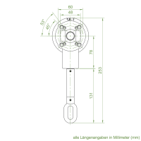 Geiger Markisengetriebe MKG 013 | 7,8:1 | blank | für 78 (85) mm Nutrohr | verl. Öse | mit Endanschlag