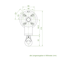 Geiger Markisengetriebe MKG 014 | 7,8:1 | weiß | für 78 (85) mm Nutrohr | Kunststofföse | mit Endanschlag