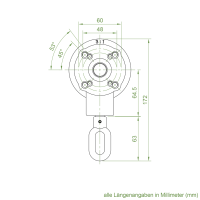 Geiger Markisengetriebe MKG 024 | 4,4:1 | blank | für 78 (85) mm Nutrohr | Zinköse | mit Endanschlag