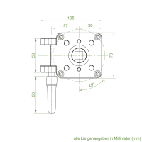 Geiger Schneckengetriebe für Markisen | 13:1 | blank | 13 mm Innenvierkant