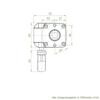 Geiger Markisengetriebe MSG 042 | 7:1 | blank | 13 mm Innenvierkant | Kunststofföse | ohne Endanschlag | ohne Bund