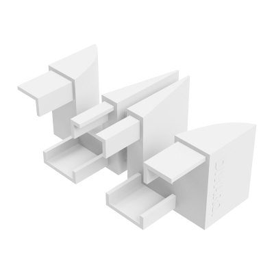 Abbildung der linken und rechten Seite des Einlauftrichter in den Maßen 40 x 47 mm in der Farbe weiß.