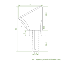 Einlauftrichter für Mini-Führungsschiene | für Blendenkappen an Vorbaurollladen | für Standard Profil | 16 mm