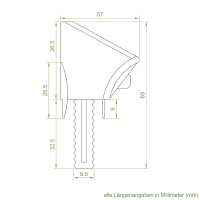 Einlauftrichter für Mini-Führungsschiene | für Blendenkappen an Vorbaurollladen | für Standard Profil | 16 mm