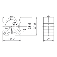 Geiger Getriebehalter | Aluminium | 38,7 x 38,5 mm | Achshöhe 19 mm | Innendurchmesser 28 mm