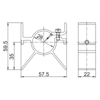 Geiger Getriebehalter | Aluminium | 57,5 x 59,5 mm | Achshöhe 35 mm | Innendurchmesser 28 mm